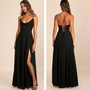 Lulu's Elegant Black Maxi Dress